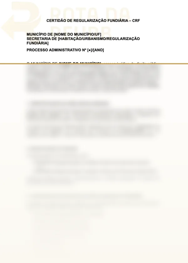 Prévia da minuta da Certidão de Regularização Fundiária (CRF)