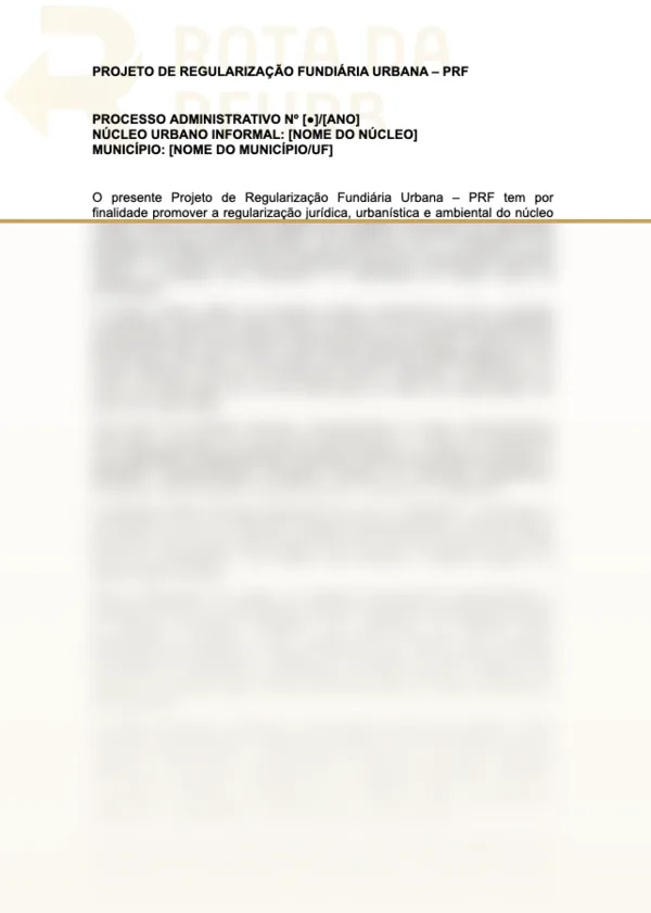 Prévia da minuta: Projeto de Regularização Fundiária (PRF)